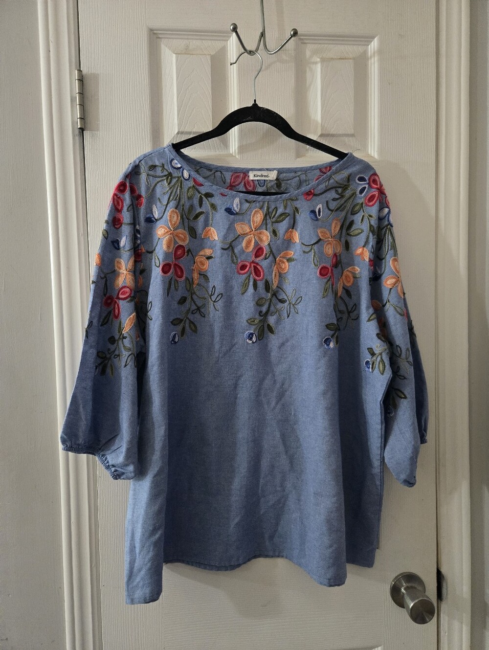 3x Denim embroidered blouse